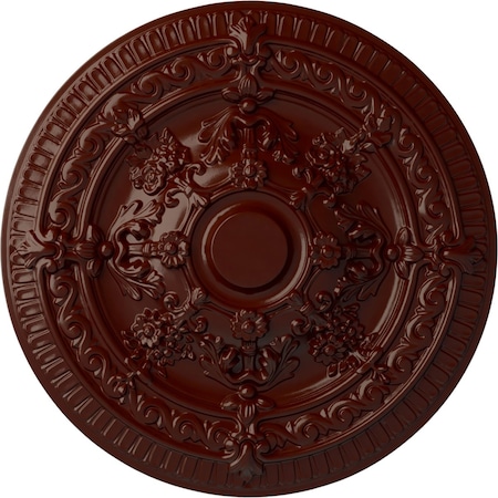 Ekena Millwork Vincent Ceiling Medallion (Fits Canopies up to 6"), Hand-Painted Brushed Mahogany, 26"OD x 3"P CM26VIBMF